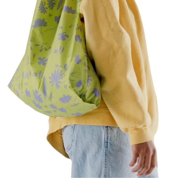 BAGGU Eco Tote Bag in Floral Lime Sun Print NWT *LIMITED EDITION/RARE* - Picture 3 of 5